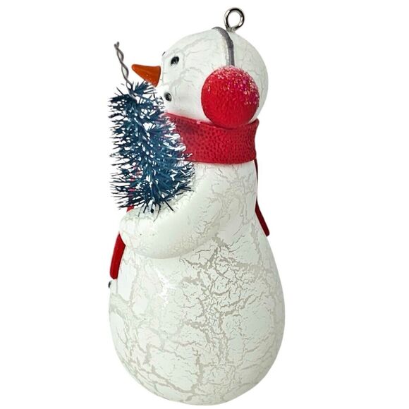 Hallmark Keepsake Spirited Snowman Christmas Tree Ornament 2010 Crackled Finish - Picture 4 of 10